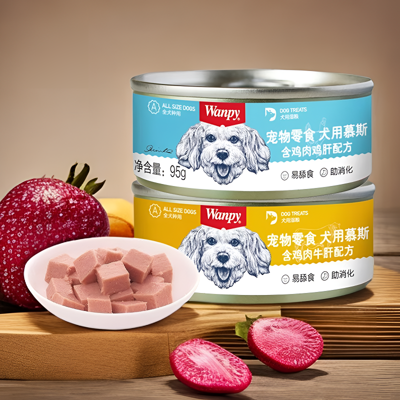 顽皮慕斯狗罐头拌狗粮营养幼成犬牛肉慕斯95g宠物湿粮