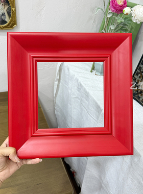 【多巴胺色系】美式法式欧式小众胭脂红色74mm实木油画框相框画框