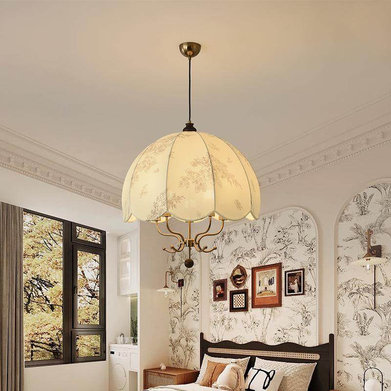 法式复古中古风吊灯简约创意布艺花纹餐厅灯书房客厅卧室灯吧台灯