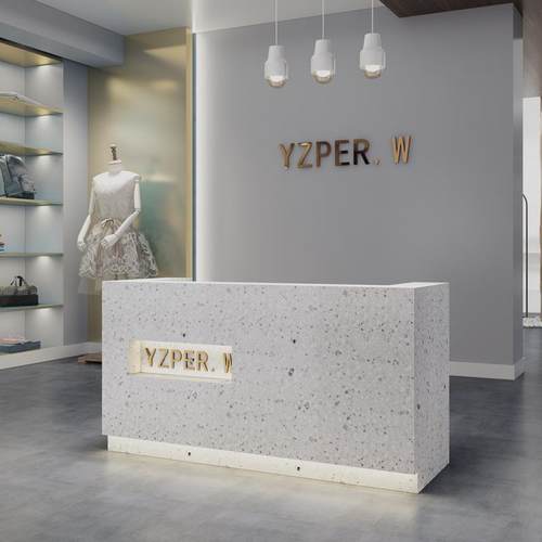 服装店收银台店铺小型吧台简约现代柜台美容院公司前台接待水磨石