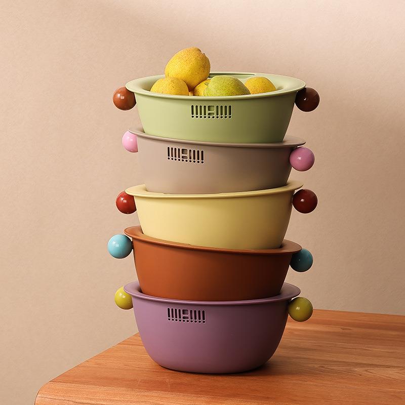 多巴胺沥水篮新款果篮客厅家用高颜值水果盘洗水果双层洗菜盆