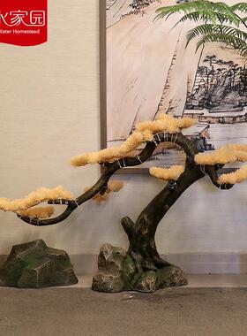 仿真迎客松摆件松树大型室外罗汉松美人松客厅摆件室内装饰造景