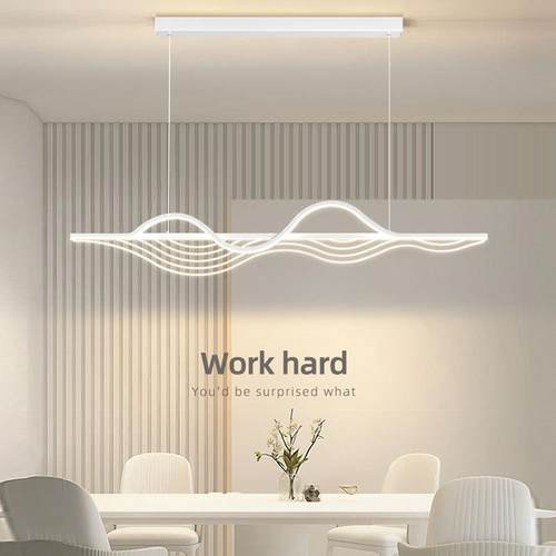 餐厅吊灯简约现代创意极简茶室吧台灯具北欧长条直盘办公室餐桌灯