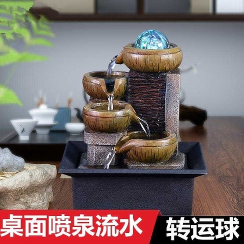 茶桌水景电视柜茶几喷泉简约创意小桥流水摆件装饰微景观室内流动