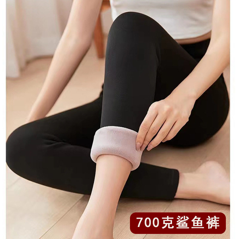 小个子大码鲨鱼裤秋冬加绒加厚瑜伽裤女打底裤高腰高弹保暖芭比裤
