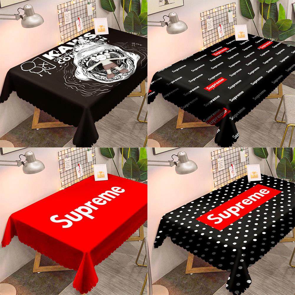 个性潮牌supreme防水桌布盖布黑白格子茶几布艺电脑ins风轻奢桌布