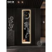 现代轻奢骏马玄关钟表挂钟客厅马到成功窄长条装 饰画创意艺术时钟