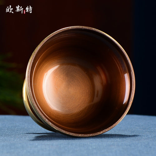 热销佛前水供e杯 琳琅彩绘客厅八吉祥供水碗 家用供奉铜制供佛杯