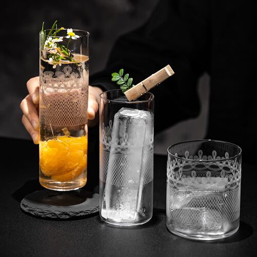热销日式超薄烤花柯林杯长饮鸡尾酒杯长I岛冰茶杯气泡水杯调酒杯