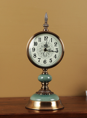 陶瓷座钟台钟摆件美式创意轻奢客厅欧H式卧室床头柜静音钟表装饰