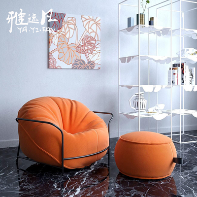 客厅卧室阳台单人休闲榻榻米小坐墩创意金属扶手懒人豆Z袋沙发躺