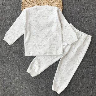 无骨缝婴儿内衣套装纯棉男女宝宝B秋衣秋裤打底舒绒棉幼儿家居服