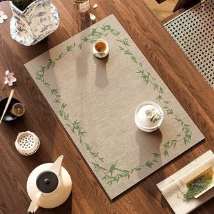 新中式茶席茶桌垫布窄长条禅意茶巾D垫子桌布吸水茶台垫席窄条桌