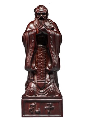 黑檀木雕孔子雕像摆件木制雕刻教师节礼物学校客厅玄关装饰工艺品