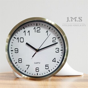 简约不锈钢挂钟客厅10寸 石英钟表定制厂家 金属圆形数字创意时钟