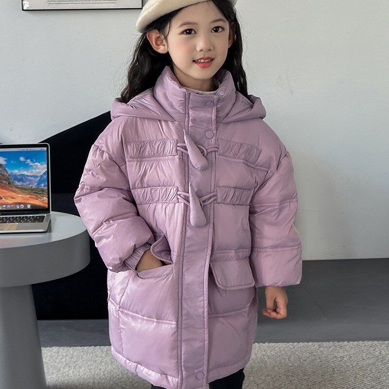 女童中长款羽绒服儿童女款冬季超轻棉衣冬装女宝S加绒加厚小童外