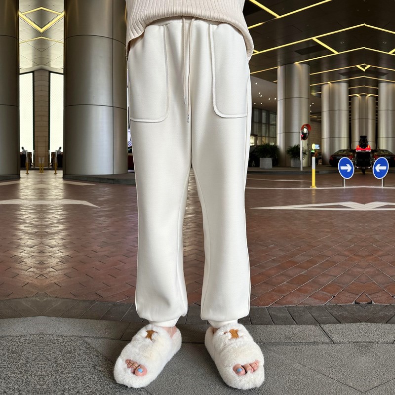 特大码女装运动裤加厚卫裤防风200斤胖妹妹mm显瘦W束脚休闲长裤子