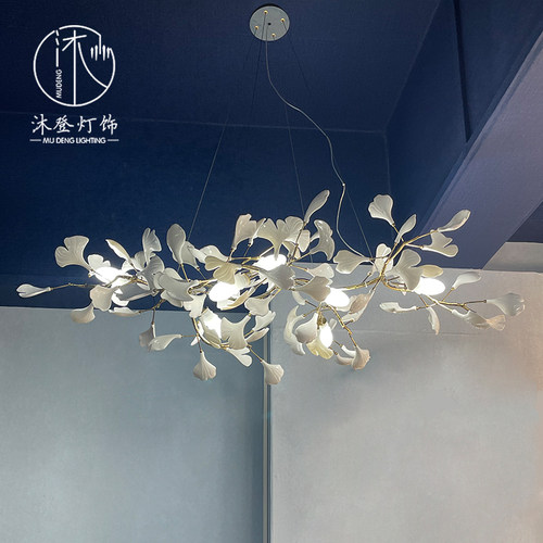 2021新款陶i瓷银杏树枝树叶吊灯客厅卧室餐厅楼梯后现代全铜灯饰