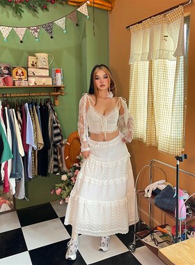 楠哥微胖大码白色半身裙女夏季高级感胖Imm高腰温柔风蓬蓬蛋糕裙