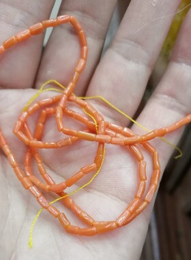 天然海竹管珠 红色长短不一细管柱散珠高档手链项T链diy饰品配件