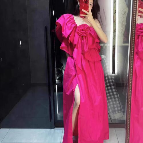火龙果色晨袍女新j娘婚礼敬酒礼服订婚礼服连衣裙新中式礼服玫红