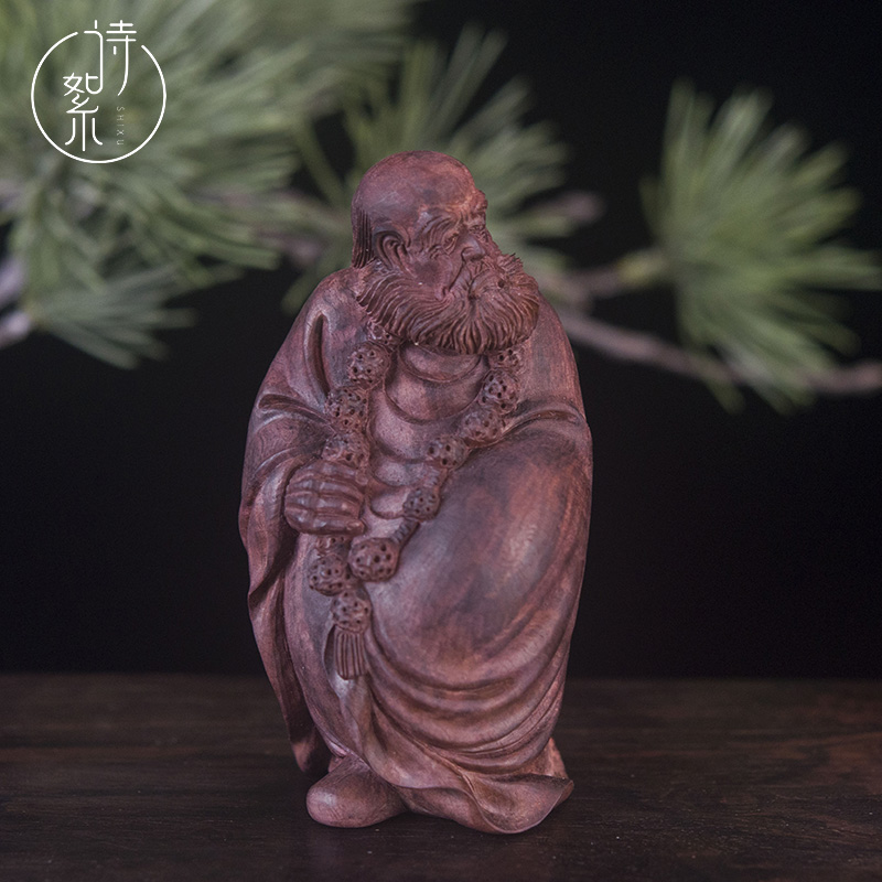 海南黄花梨紫油梨达摩手把件老料清刀雕刻随身盘玩把件小摆件送礼