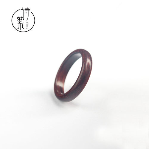 印度小叶紫檀木戒指男女款戒指跑环手机扣木婚礼物木戒指环定制