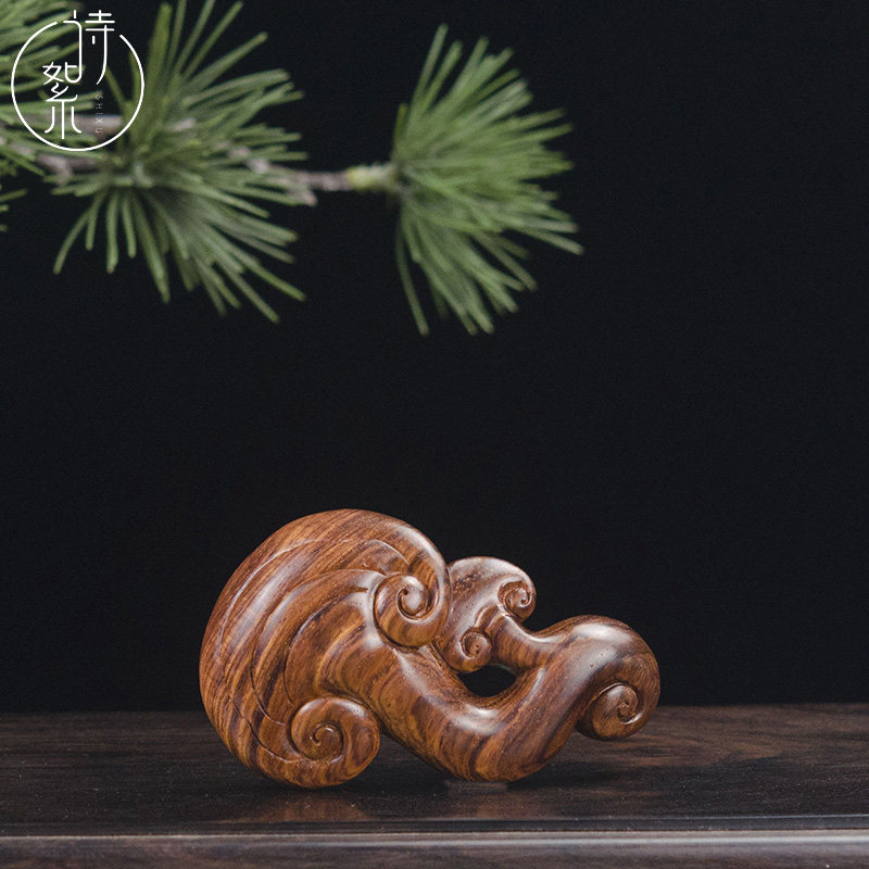 海南黄花梨灵芝手把件老油梨手工雕刻吉祥吊坠男女随身盘玩送礼