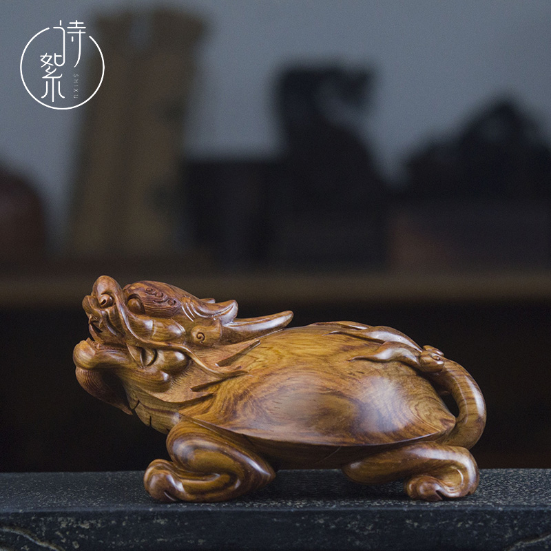 海南黄花梨龙龟手把件老油梨湘工男士随身高档实木把玩吉祥摆件