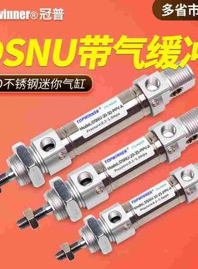 带气缓冲ISO标准DSNU16/20/25/32/40PPV-A带磁圆形不锈钢迷你气缸