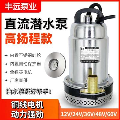 丰远高扬程12V24V48V60V直流潜水泵电动车灌溉农用水井抽水电瓶泵
