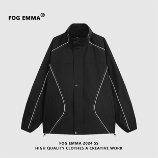 FOG 潮牌宽松立领黑色夹克户外防水情侣外套 EMMA冲锋衣男春秋季