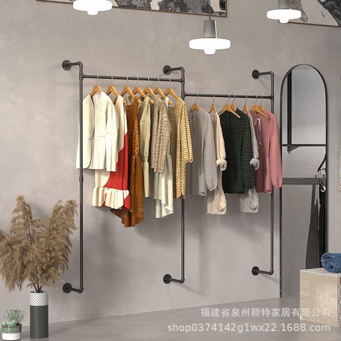 工业铁制上墙壁挂衣架黑色
