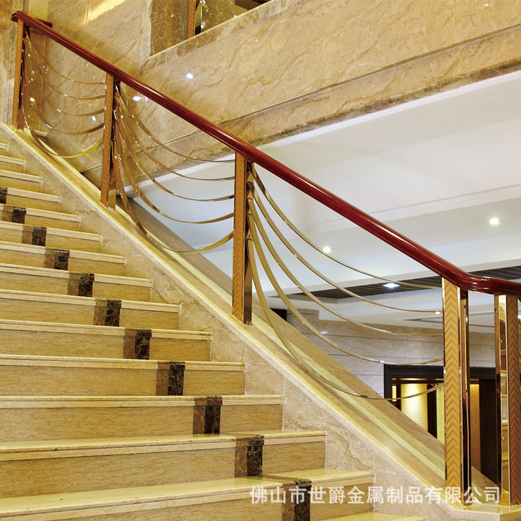 简约钛金不锈钢楼梯扶手栏杆