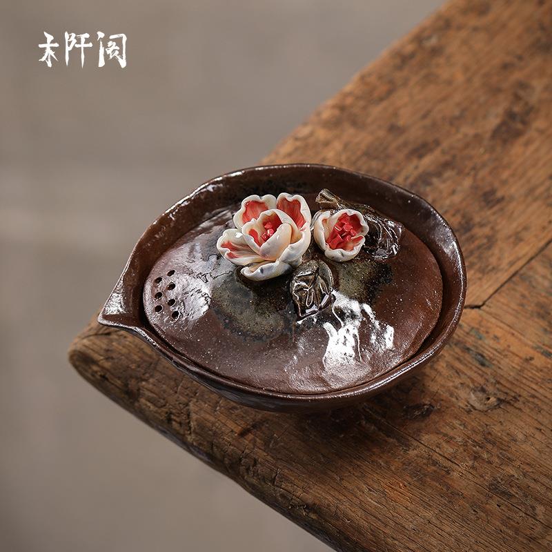木阡阁创意日式茶具茶壶手工柴烧陶瓷手抓壶泡茶器女性小清新系列