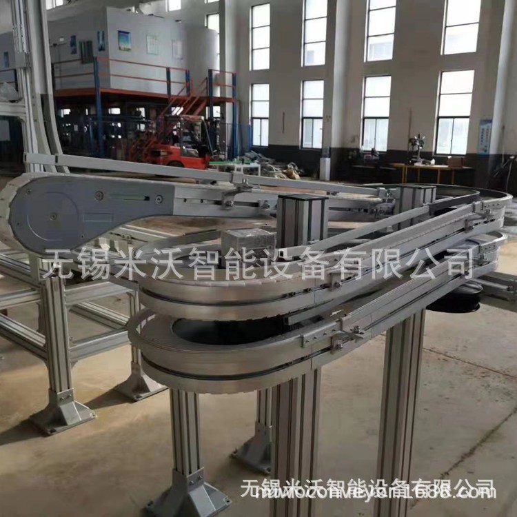 汽车零部件环形柔性输送机 缓存线提升机轻工塑钢链板线 缓存堆积