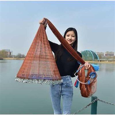 飞盘式撒网手抛网手撒鱼网渔网新款手撒网旋网新手铅坠圆盘初学者