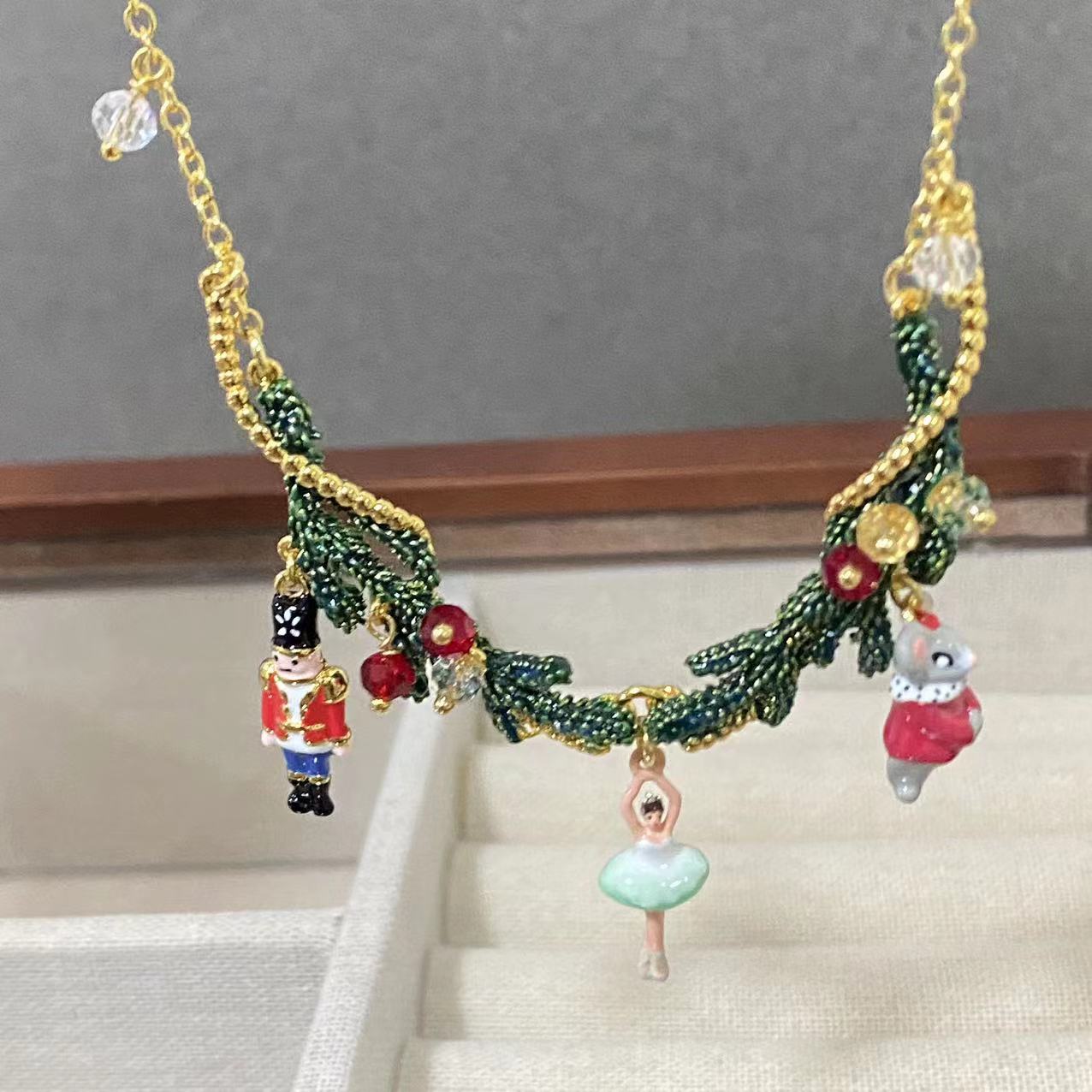 法国珐琅芭蕾舞女孩圣诞节胡桃夹子士兵公主耳钉项链