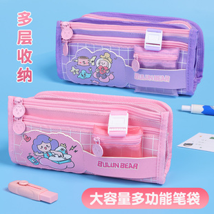 简约女孩笔袋小学生ins日系学生男生文具盒男孩款铅笔袋铅笔盒女日式大容量文具袋