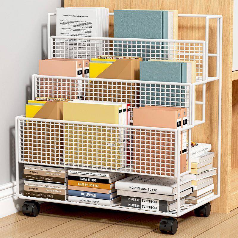 办公室桌旁可移动文件筐书箱带轮整理神器工位桌面下收纳柜落地置