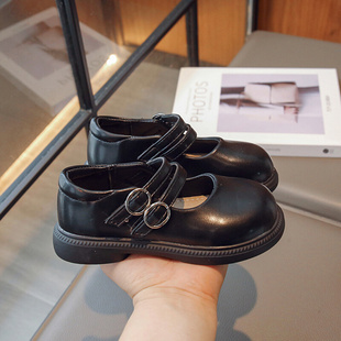 女童学院风黑色皮鞋 校园皮鞋 2023新款 软底韩版 儿童皮鞋 女童小皮鞋