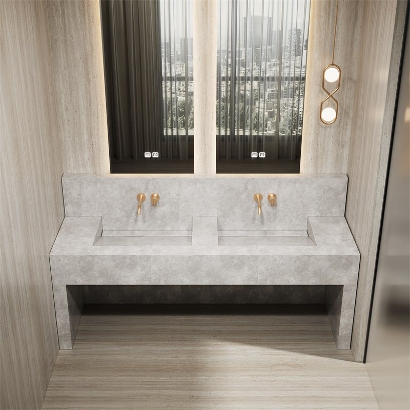 岩板一体盆浴室柜组合卫生间洗漱台单双盆落地洗脸手池无缝盆定制,家装主材,浴室柜组合,淘宝优惠券,粉丝福利购,淘宝优惠卷