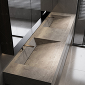 岩板一体无缝盆浴室柜组合卫生间高端洗手洗脸洗漱台单双盆定制