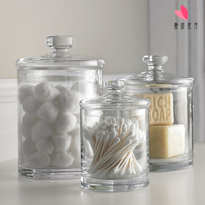 KBQ1欧式玻璃罐储物罐透明糖果罐 厨房储藏罐卫浴收纳罐展示器皿