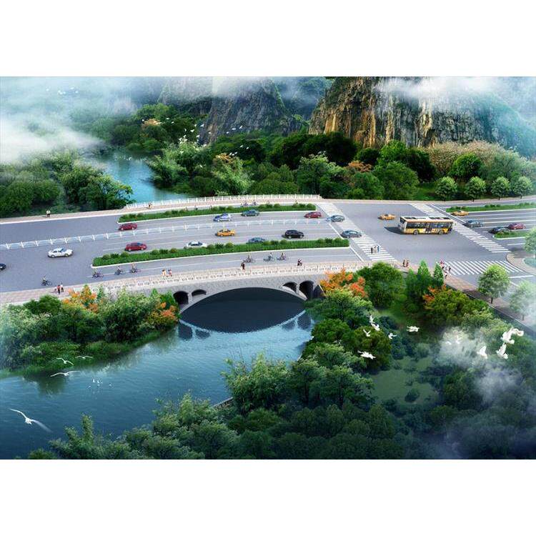 市政桥梁设计案例效果图 木桥 吊桥 玻璃桥 树林 钢结构 护栏