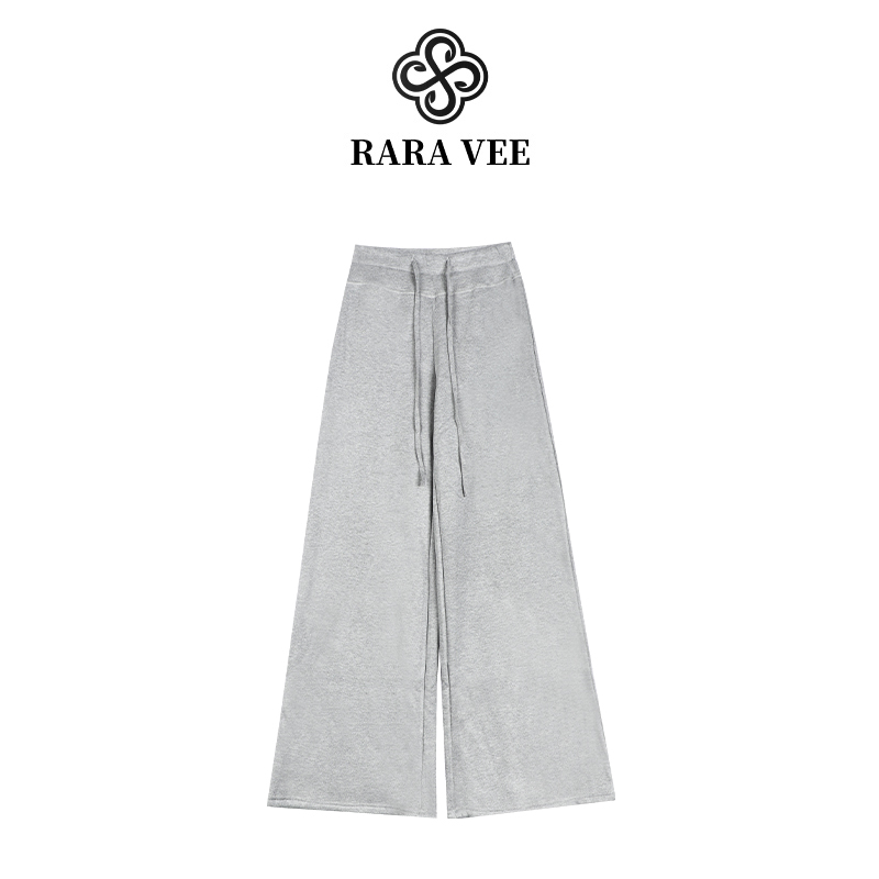 RARAVEE 韩系慵懒休闲纯色垂感拖地阔腿百搭加绒保暖卫裤女 33386