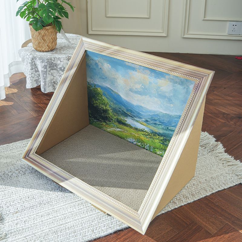 复古风油画猫窝猫抓板耐磨不掉屑立式一体猫屋相框立体抓板猫玩具