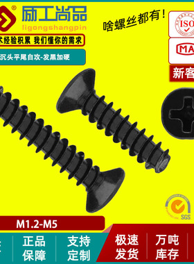 KB淬火加硬黑色沉头平尾自攻螺丝十字平头平尾螺钉M1/M2/M2.6/M3