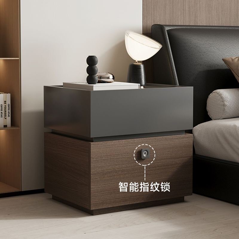意式极简智能密码锁实木床头柜