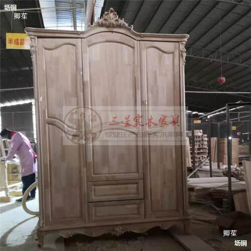 散装白胚家具经济型家具衣橱衣柜商用卧室欧式白茬四门收纳散装